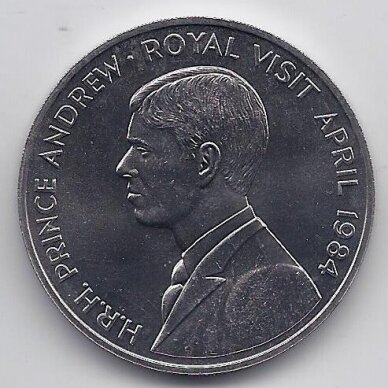 ST. HELENA 50 PENCE 1984 KM # 13 AU Prince Andrew visit
