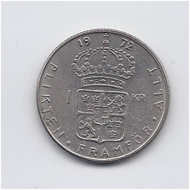SWEDEN 1 KRONA 1972 KM # 826a XF