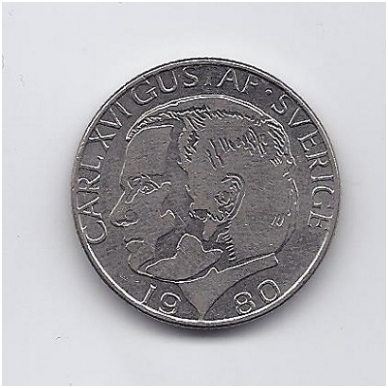 SWEDEN 1 KRONA 1980 KM # 852 VF/XF 1