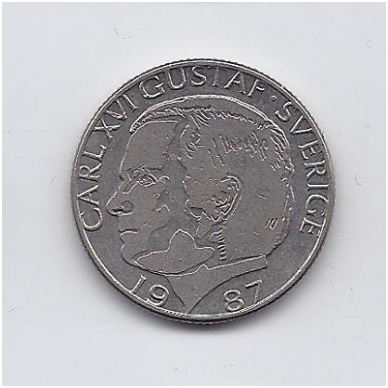 SWEDEN 1 KRONA 1987 KM # 852a VF/XF 1