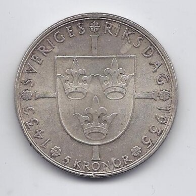 SWEDEN 5 KRONOR 1935 KM # 806 VF 500th Anniversary of the Riksdag