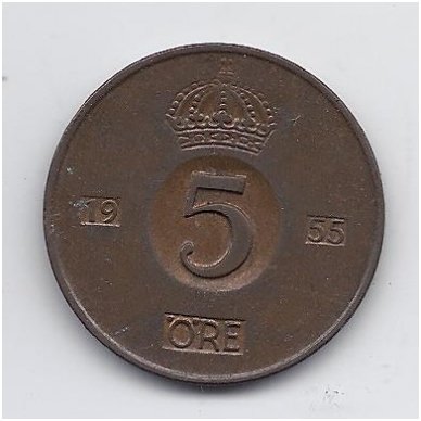 SWEDEN 5 ORE 1955 KM # 822 VF