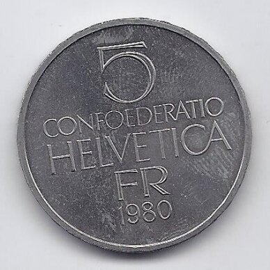 SWITZERLAND 5 FRANCS 1980 KM# 59 XF Ferdinand Hodler 1