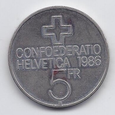 SWITZERLAND 5 FRANCS 1986 KM# 65 XF/AU Battle of Sempach 1