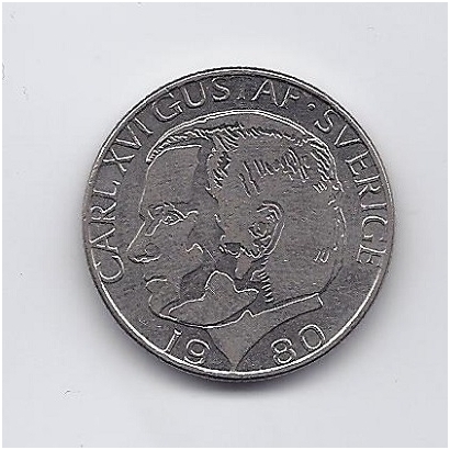SWEDEN 1 KRONA 1980 KM # 852 VF/XF 1
