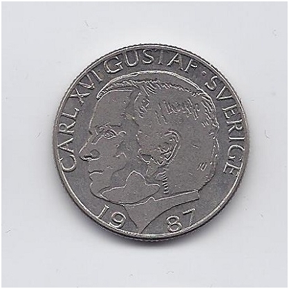 SWEDEN 1 KRONA 1987 KM # 852a VF/XF 1