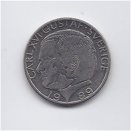 SWEDEN 1 KRONA 1989 KM # 852a VF/XF 1