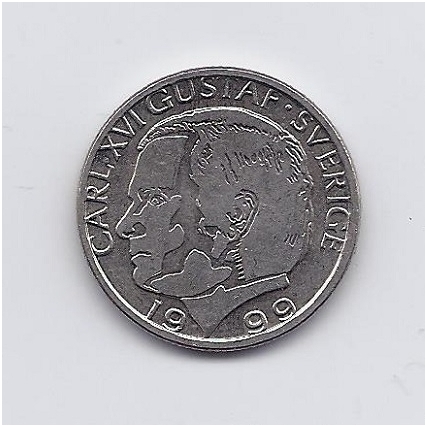 SWEDEN 1 KRONA 1999 KM # 852a XF 1
