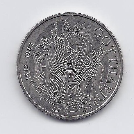 SWITZERLAND 5 FRANCS 1982 KM # 61 AU Gotthard Railway