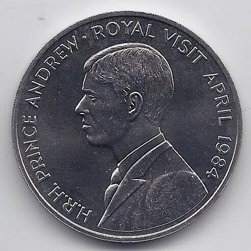 ST. HELENA 50 PENCE 1984 KM # 13 AU Prince Andrew visit