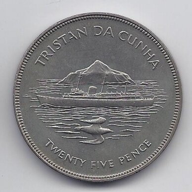 TRISTANAS DA KUNJA 25 PENCE 1977 KM # 1 XF Sidabrinis jubiliejus