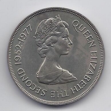 TRISTANAS DA KUNJA 25 PENCE 1977 KM # 1 XF Sidabrinis jubiliejus 1