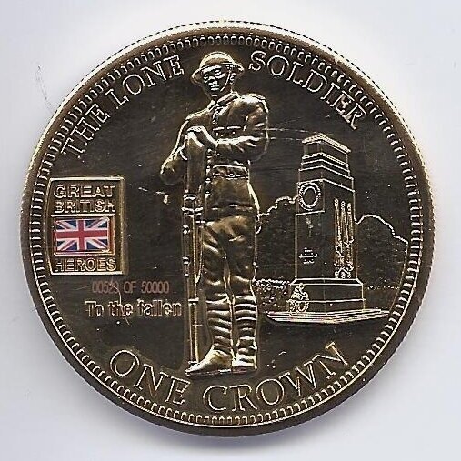 TRISTAN DA CUNHA 1 CROWN 2010 KM # 103 PROOF The Lone Soldier