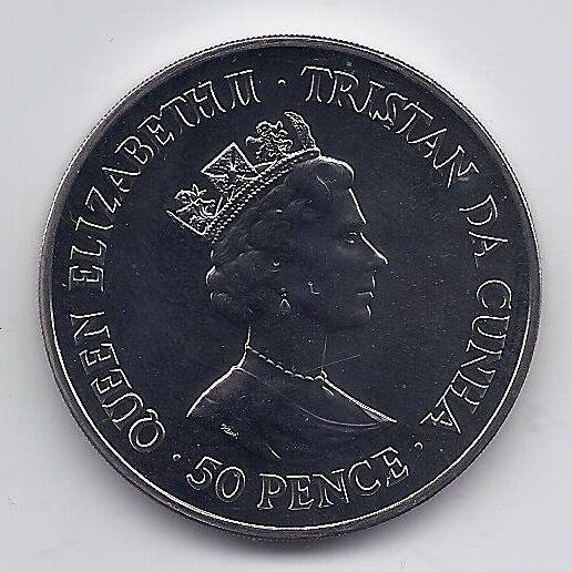 TRISTANAS DA KUNJA 50 PENCE 1999 KM # 9 AU Vinstonas Čerčilis 1