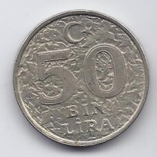 TURKIJA 50 000 LIRA 1999 KM # 1056 VF TURKIJA 50 000 LIRA 1999 KM # 1056 VF