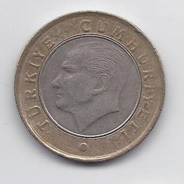 TURKIJA 1 LIRA 2009 KM # 1383 VF/XF 1