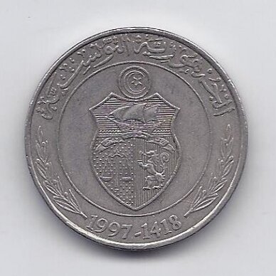 TUNISAS 1 DINAR 1997 KM # 347 VF 1