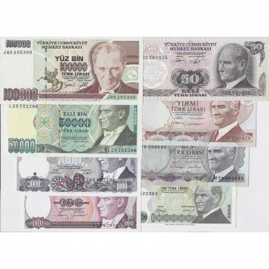 TURKIJA 8 banknotų rinkinys