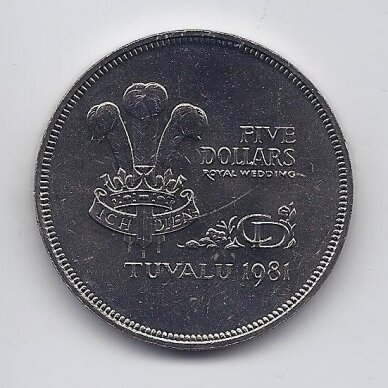 TUVALU 5 DOLLARS 1981 KM # 12 AU Karališkos vestuvės