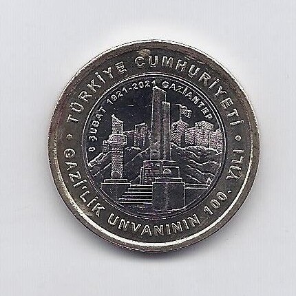 TURKIJA 1 LIRA 2021 KM # new UNC Gaziantepas