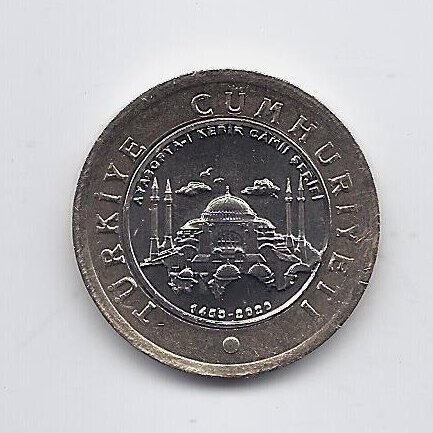 TURKIJA 1 LIRA 2020 KM # new AU Sofijos soboras