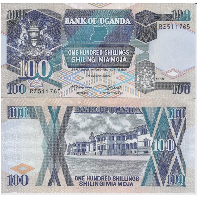 UGANDA 100 SHILLINGS 1988 P # 31b AU