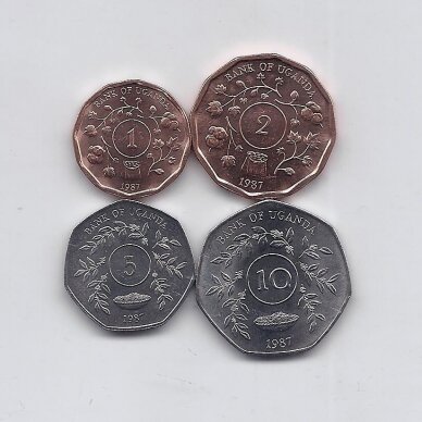 UGANDA 1987 m. 4 monetų rinkinys