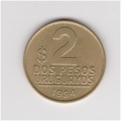 URUGVAJUS 2 NUEVO PESOS 1994 KM # 104.1 VF