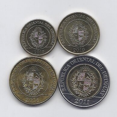 URUGVAJUS 2011 - 2019 m. 4 monetų rinkinys 1