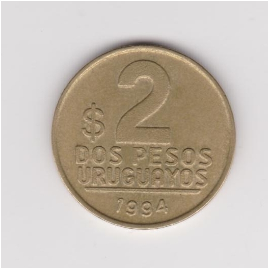 URUGVAJUS 2 NUEVO PESOS 1994 KM # 104.1 VF