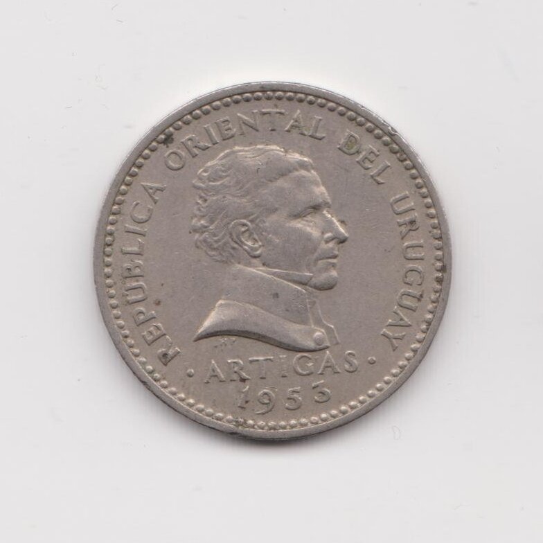 URUGVAJUS 10 CENTISIMOS 1953 KM # 35 VF 1