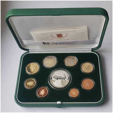 VATIKANAS 2018 m. euro monetų oficialus proof rinkinys su 20 eurų progine moneta ( be kartoninės dėžutės)