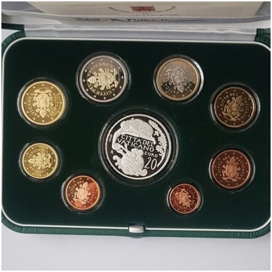 VATIKANAS 2018 m. euro monetų oficialus proof rinkinys su 20 eurų progine moneta ( be kartoninės dėžutės) 1