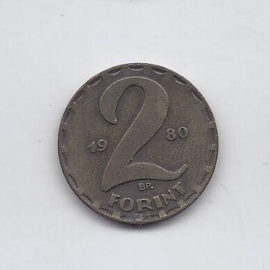 HUNGARY 2 FORINT 1980 KM # 591 VF