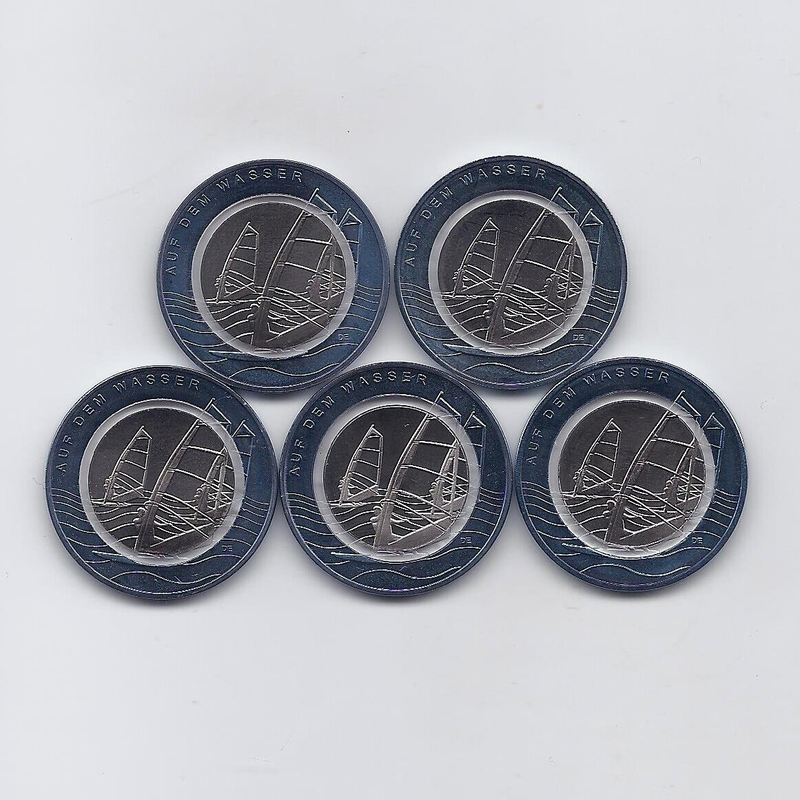 GERMANY 5 X 10 EURO 2021 KM # 402 UNC On water (A,D,F,G,J)