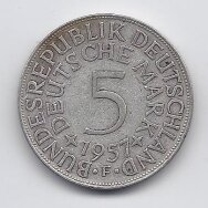 VOKIETIJA 5 MARK 1957 F KM # 112 VF VOKIETIJA 5 MARK 1957 F KM # 112 VF