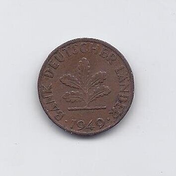 GERMANY 1 PFENNIG 1949 D KM # A101 VF 1
