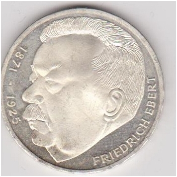 GERMANY 5 MARK 1975 KM# 141 XF F. Ebert