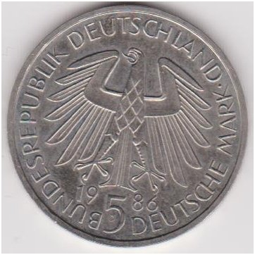 GERMANY 5 MARK 1986 KM # 164 XF Heidelberg University 1