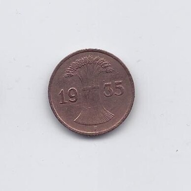 VOKIETIJA 1 REICHSPFENNIG 1935 F KM # 37 VF 1