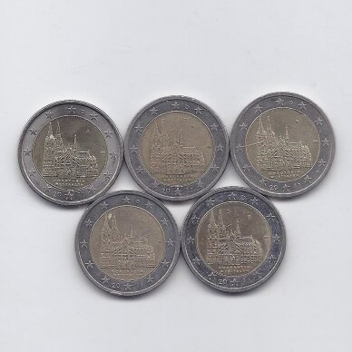 GERMANY 2 EURO 2011 WESTFALEN 5 CIRCULATED COINS SET (A,D,F,J,G)
