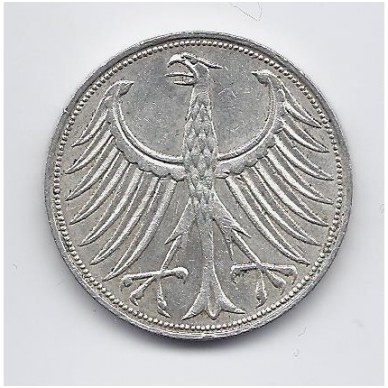 GERMANY 5 MARK 1957 F KM # 112 VF 1