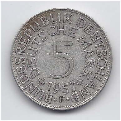 GERMANY 5 MARK 1957 F KM # 112 VF