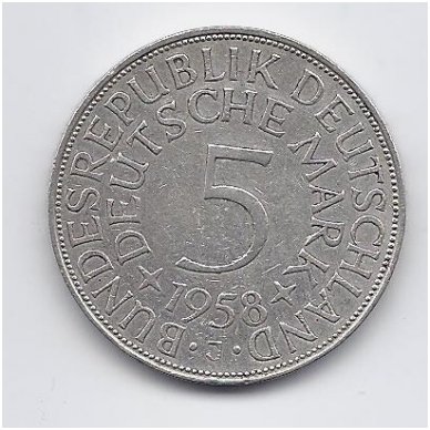 GERMANY 5 MARK 1958 J KM # 112 VF