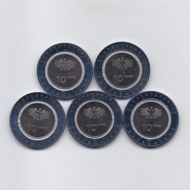 GERMANY 5 X 10 EURO 2021 KM # 402 UNC On water (A,D,F,G,J) 1