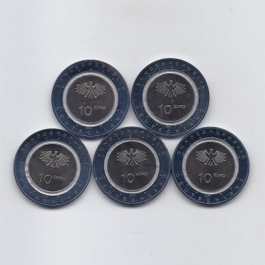 GERMANY 5 X 10 EURO 2021 On water (A,D,F,G,J) 1