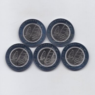 GERMANY 5 X 10 EURO 2021 KM # 402 UNC On water (A,D,F,G,J)