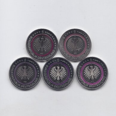GERMANY 5 X 5 EURO 2021 KM # 401 UNC Polar zone (A,D,F,G,J) 1