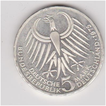 GERMANY 5 MARK 1975 KM# 141 XF F. Ebert 1
