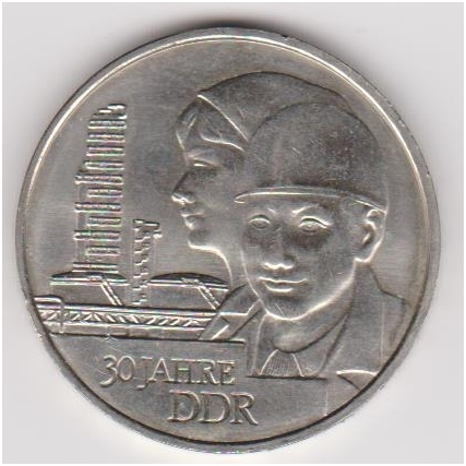 GERMAN DEM. REP. 20 MARK 1979 KM # 75 XF 30th Ann of GDR